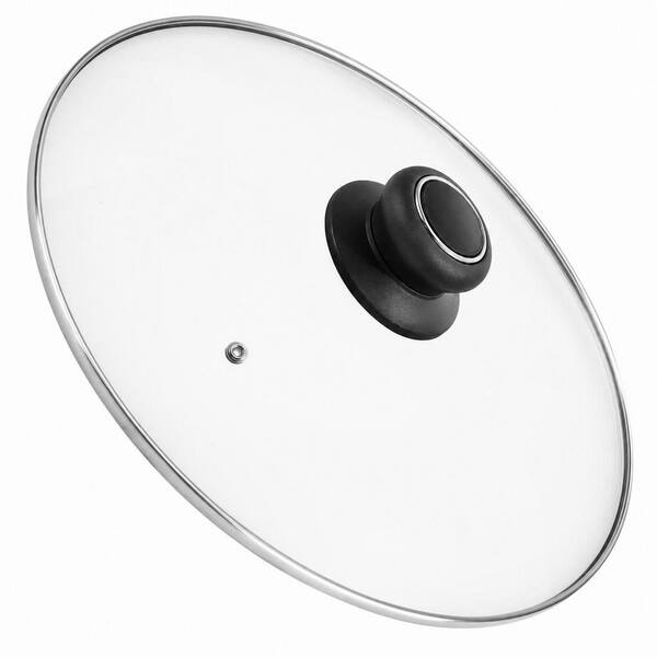 12 in. Clear Glass Lid for Frying Pan with Heat-Resistant Handle, Compatible with Lodge Cast Iron Skillet, Pot Cover