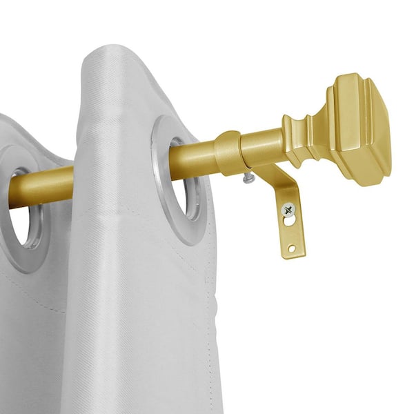 86 in. 120 in. Adjustable Decorative Single Curtain Rod-5/8 in. Dia. Rod in Gold with Finial