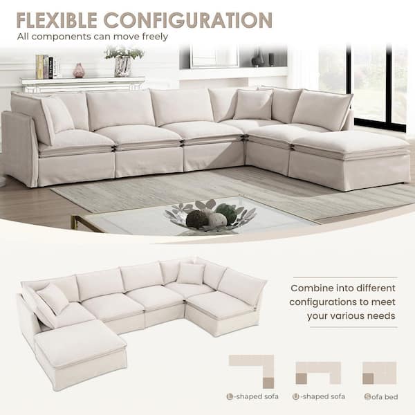 Harper & Bright Designs 125.5 in. 6-Piece Modular Chenille L