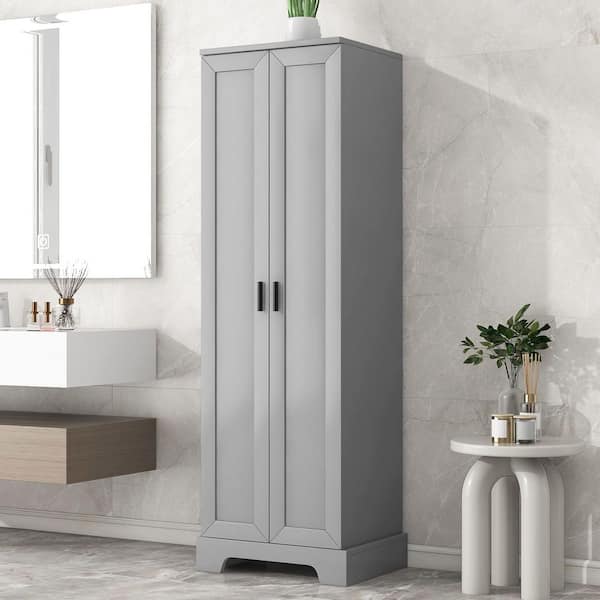 Gray 71.2 in. H Accent Cabinet, Bathroom Storage Cabinet with 2 Doors, Adjustable Shelf