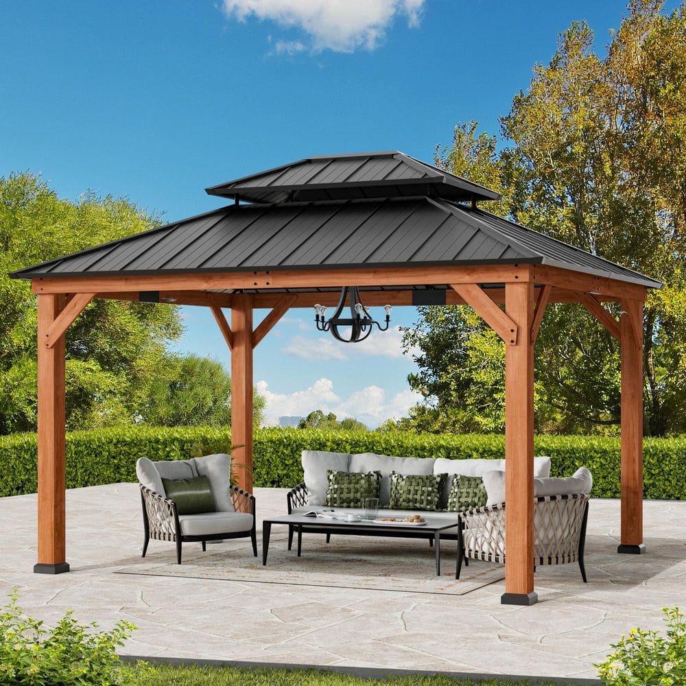 Ultra Series Wood Gazebo 11 ft. x 13 ft. Cedar Framed Wooden Gazebo with Double Galvanized Steel Roof, Permanent Hardtop price history on PriceWatchPro