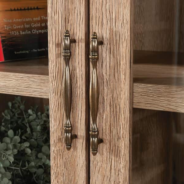 SAUDER Rollingwood Brushed Oak Hutch Framed Glass Doors 431436