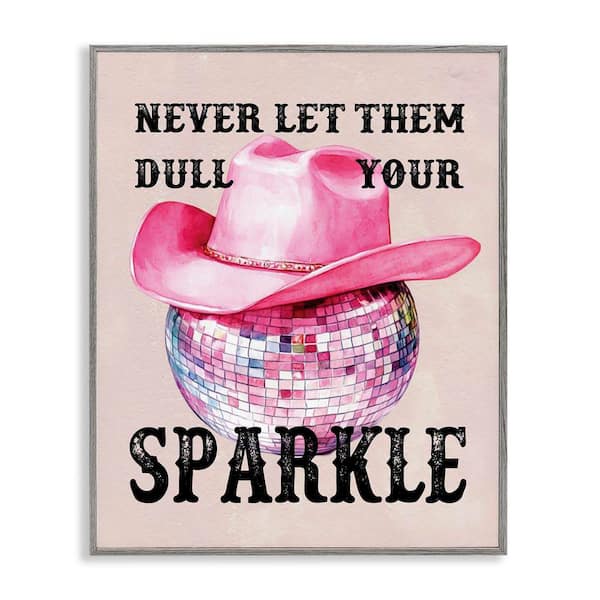 Stupell Industries Don't Dull Your Sparkle by Lettered and Lined Gray Framed Typography Giclee Art Print 14 in. x 11 in.