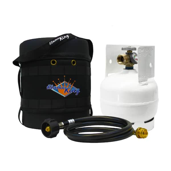 Flame King Gas Hauler Kit-Insulated Protective Carry Case, 3 lb. Propane Tank and Adapter Hose for Camping and Outdoor Adventures