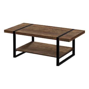 Brown Reclaimed Wood-Look / Black Metal Coffee Table