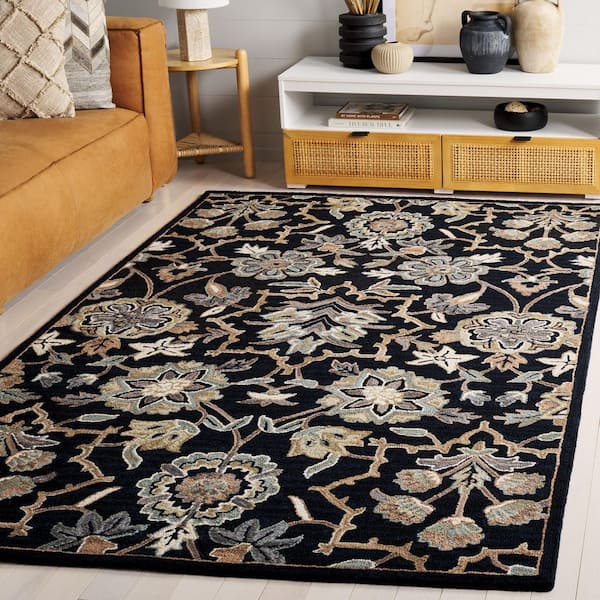 Metro Black/Beige 8 ft. x 10 ft. Floral Ornate Area Rug