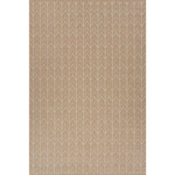 Calissea Chevron Natural 8 ft. x 10 ft. Outdoor Area Rug