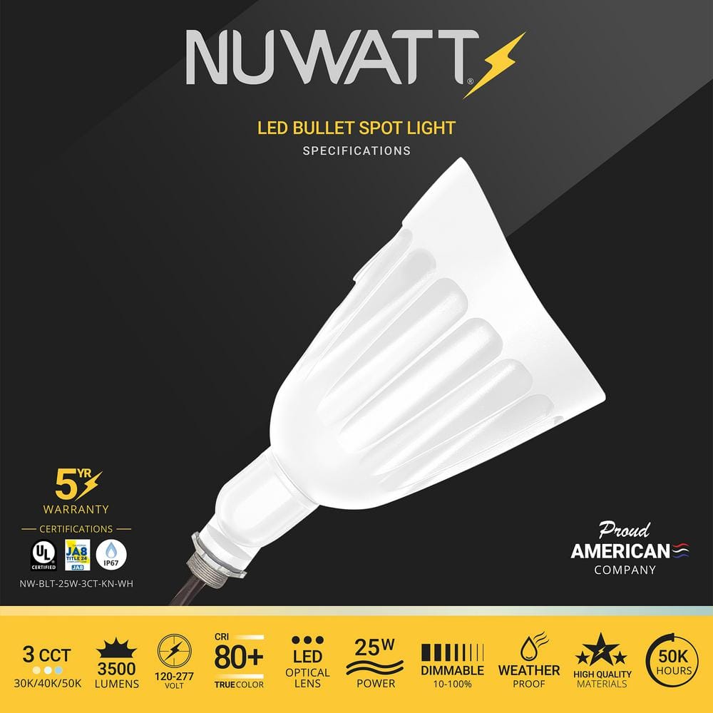 White Adjustable LED Bullet Flood Light with Knuckle Mount