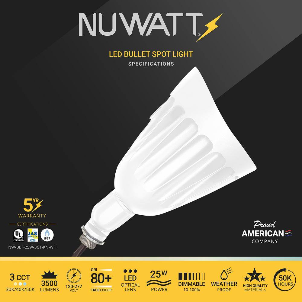 White Adjustable LED Bullet Flood Light with Knuckle Mount