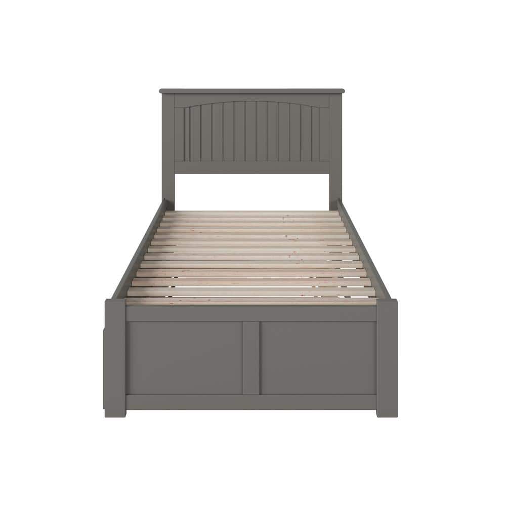 Nantucket Gray Twin Wood Platform Bed with Trundle