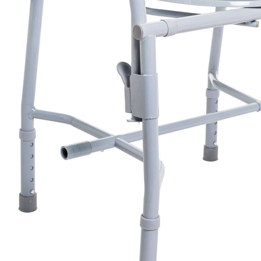 Adjustable Steel Drop-Arm Commode Chair with Plastic Back