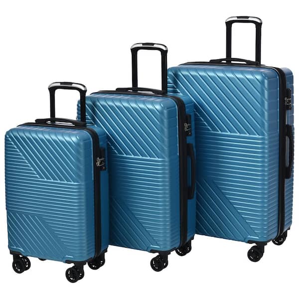 Merax Blue Lightweight 3-Piece Expandable ABS Hardshell 8 Wheels Spinner  20"  24"  28" Luggage Set with 3-Digit TSA Lock