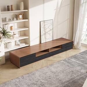 86.6 in. Modern Wood Brown TV Stand Fully-assembled with 4-Drawers Fits TV's up to 90 in.