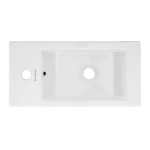 Voltaire 19.5 in. x 10 in. Rectangular Ceramic Wall Hung Vessel Sink with Left Side Faucet Mount in White