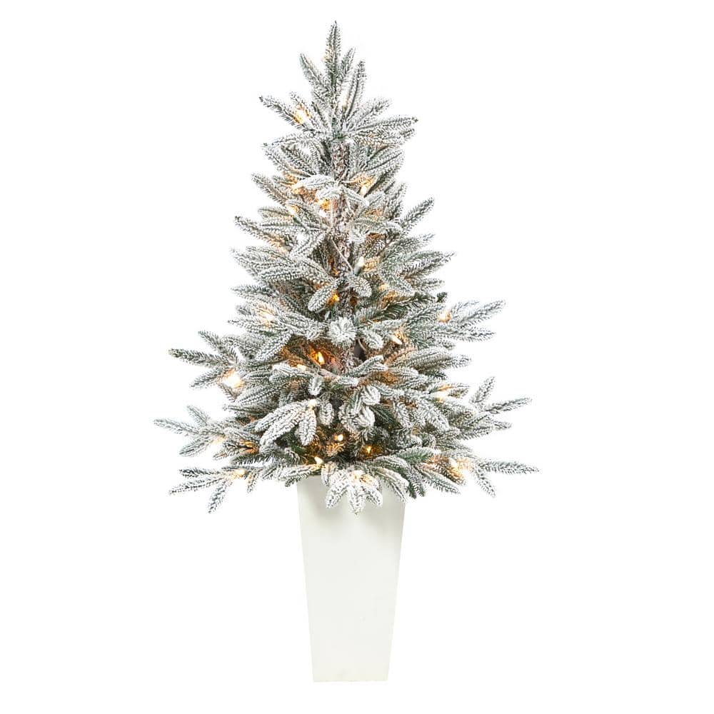 3.5 ft. Flocked Pre-Lit Manchester Spruce Artificial Christmas Tree with 50-Lights and 133 Bendable Branches in Planter price history on PriceWatchPro