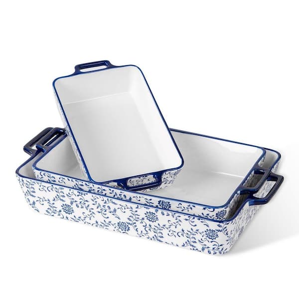 3-Piece Ceramic Bakeware Set, Rectangular Lasagna Pans with Handles for Kitchen Cooking, Microwave and Dishwasher Safe