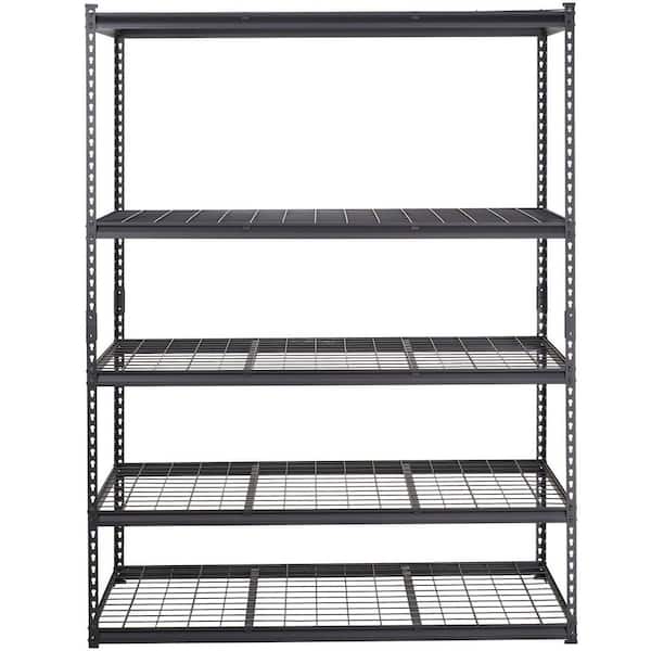 5 Tiers Heavy Duty Metal Adjustable Garage Storage Shelving Unit in Black (60 in. W x 78 in. H x 24 in. D)