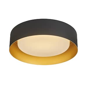 Marley 15.75 in. Black and Gold Selectable LED Flush Mount Ceiling Light