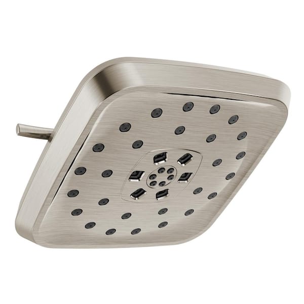 Delta 4-Spray Patterns 1.75 GPM 7.69 in. Wall Mount Fixed Shower Head with H2Okinetic in Lumicoat Stainless