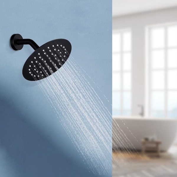 1-Spray Patterns with 1.8 GPM 8 in. Wall Mount Rain Fixed Shower Head in Matte Black