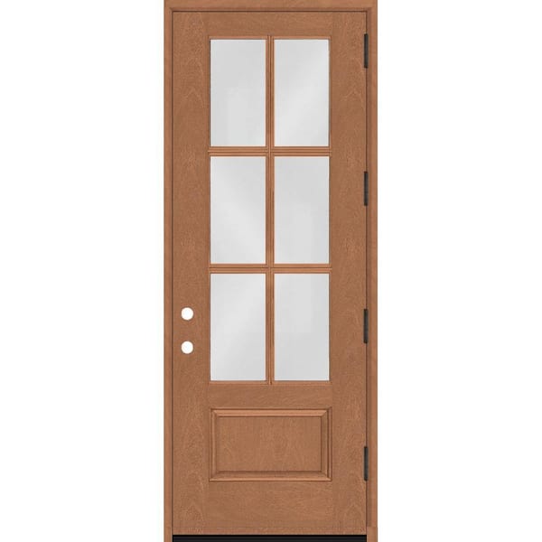 Steves & Sons Regency 36 in. x 96 in. 3/4-6 Lite Clear Glass LHOS Autumn Wheat Stained Fiberglass Prehung Front Door