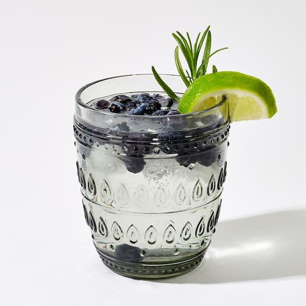 Euro Ceramica Fez 4-Piece 12 oz. Grey Old Fashion Glass Set