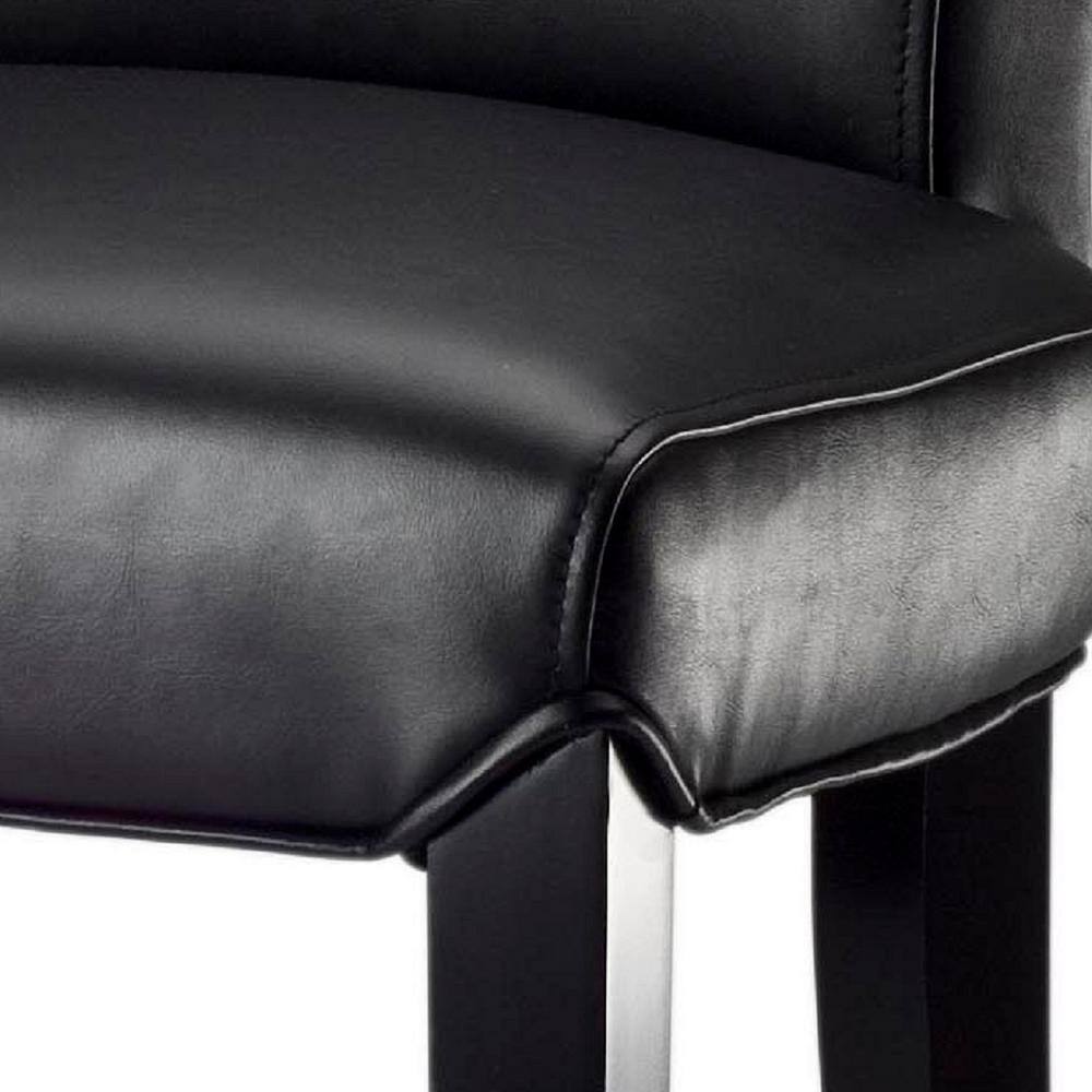 Seth Black Leather and Wood Parsons Bar Stool