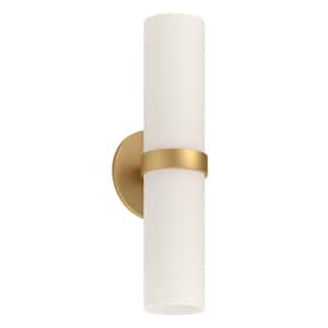 Milano 15-in 1 Light 17-Watt Brushed Gold Integrated LED Wall Sconce