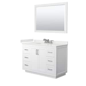 Miranda 48 in. W x 22 in. D x 33.75 in. H Single Bath Vanity in White with White Qt. Top and 46 in. Mirror