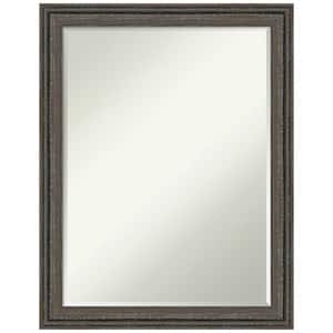 Upcycled Brown Grey 21.5 in. x 27.5 in. Petite Bevel Farmhouse Rectangle Wood Framed Wall Mirror in Brown