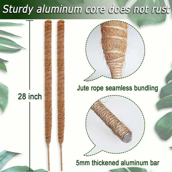 28 in. Bendable Moss Pole for Climbing Plants, 2-Pack OGSA11054