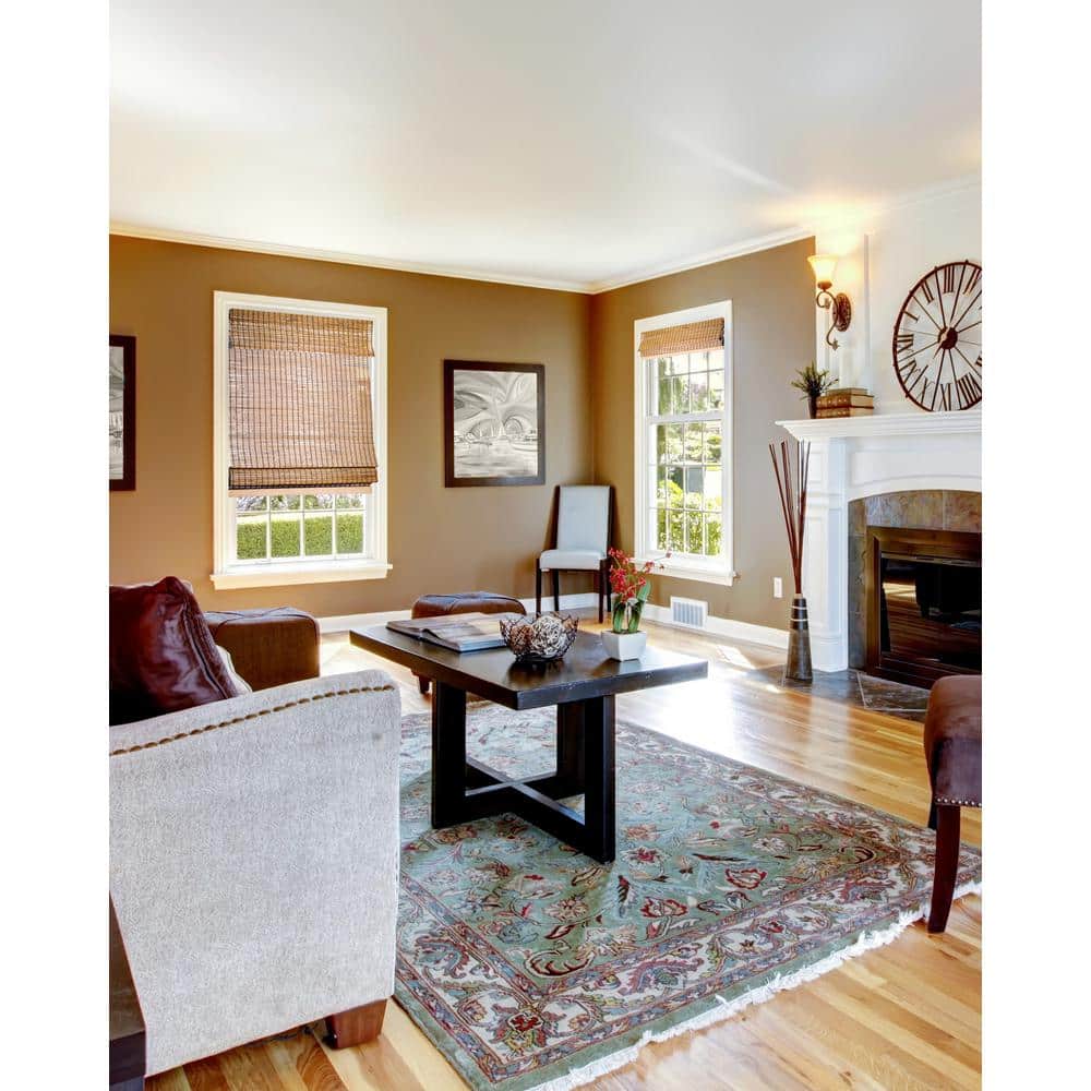 39" x 64" Beaver Brown Bamboo Cordless Roman Shade