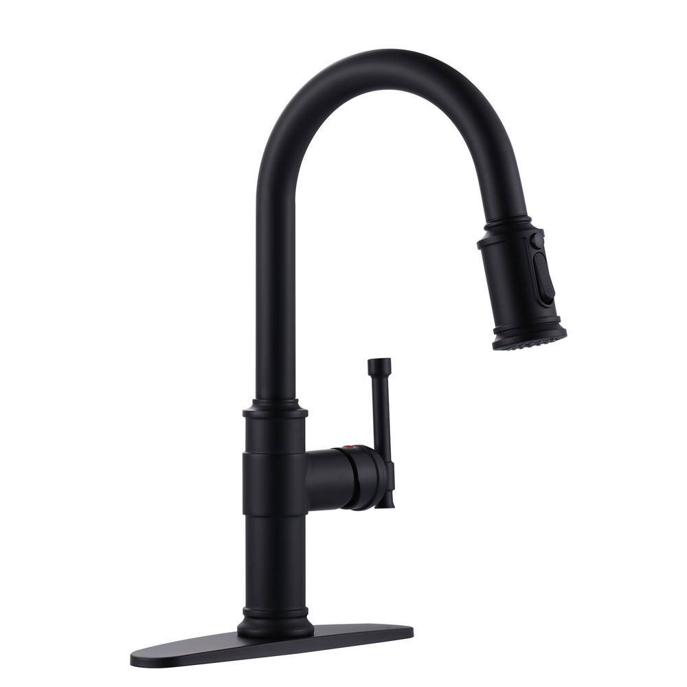 Retro 16.2 in. Single Handle Pull Down Sprayer Kitchen Faucet with 360 degree swivel spout in Matte Black price history on PriceWatchPro