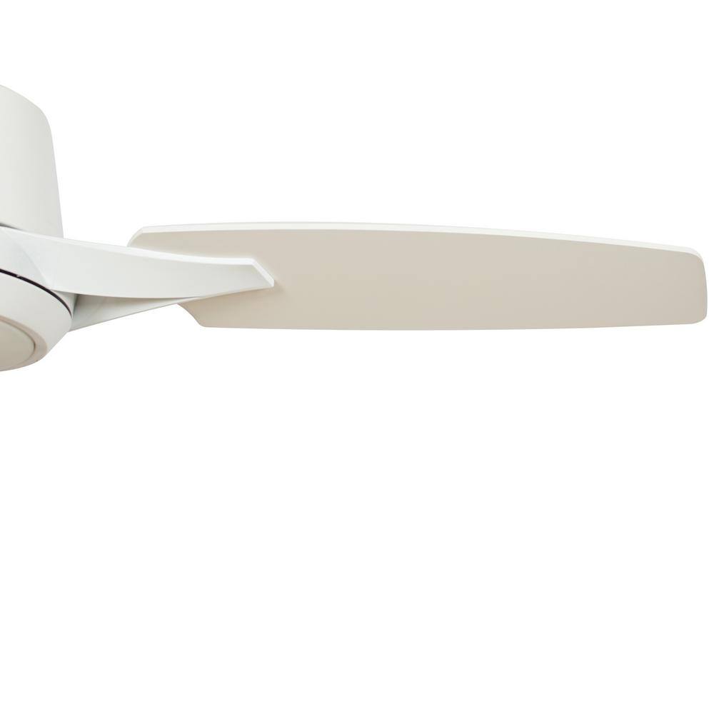 52'' White Plywood Smart Ceiling Fan with LED Light and Voice Control