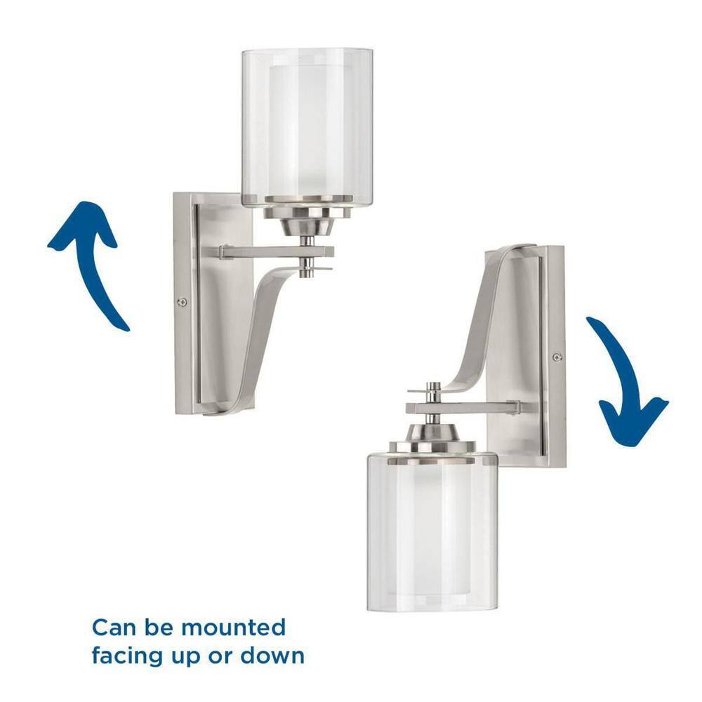 Brushed Nickel Wall Sconce with Etched Glass Shade