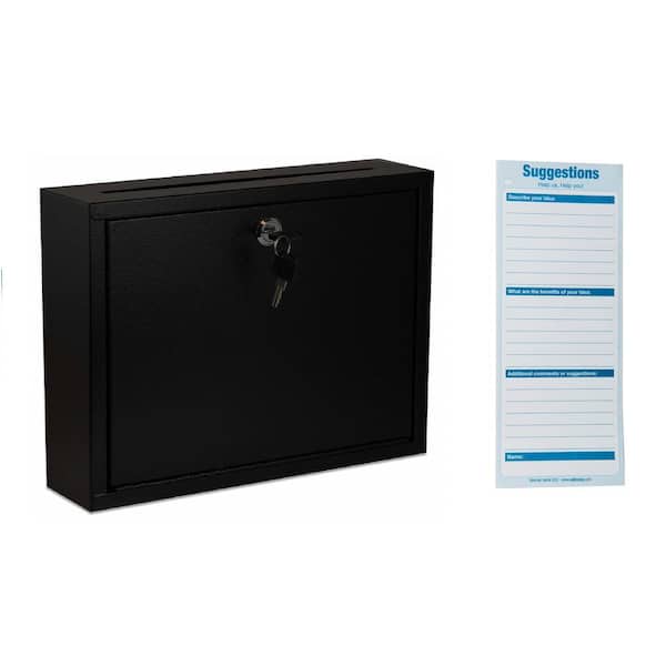AdirOffice Large Size Black Steel Multi-Purpose Drop Box Mailbox with Suggestion Cards