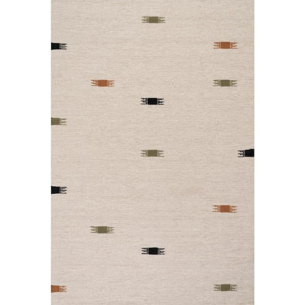 Carmeon Hamilton x Rugs Lero Bohemian Dot Hand Woven Beige 6 ft. x 9 ft. Indoor Area Rug
