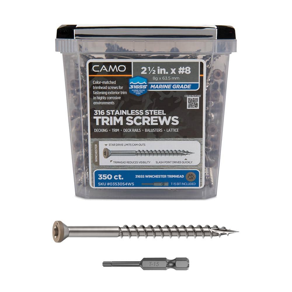 2-1/2 in. #8 316 Stainless Steel Winchester Premium Star Drive Trim Screws (350-Count) price history on PriceWatchPro