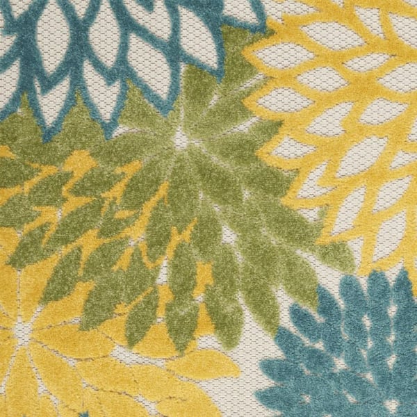 Blue, Yellow 3 ft. x 4 ft. Woven Polypropylene Indoor/Outdoor Area Rug