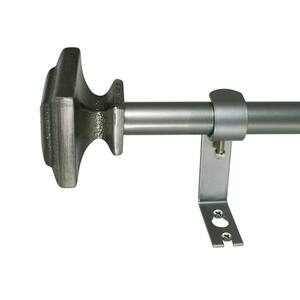 Square 26 in. - 48 in. Adjustable Curtain Rod 5/8 in. in Venetian Silver with Finial