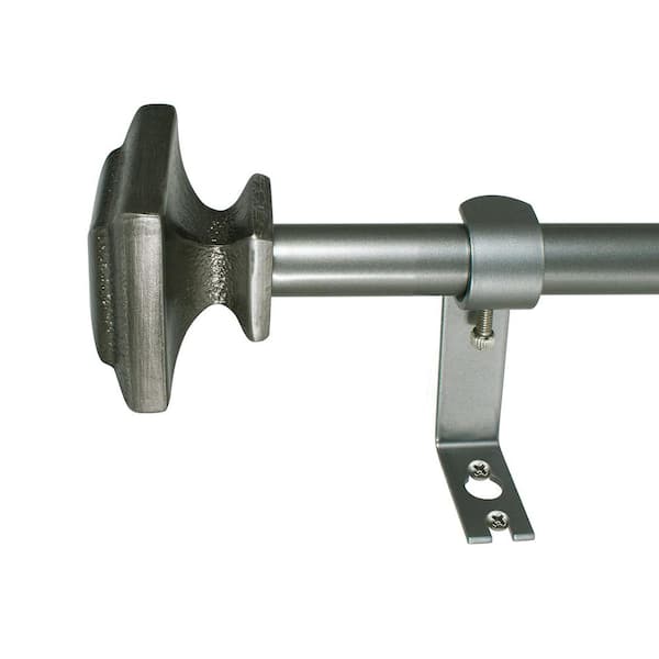 Montevilla Square 48 in. - 86 in. Adjustable Curtain Rod 5/8 in. in Venetian Silver with Finial