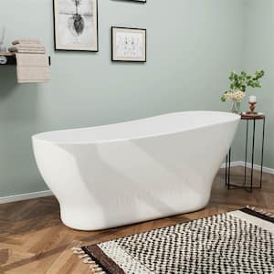 67 in. W. x 31 in. Acrylic Flatbottom Freestanding Soaking Non-Whirlpool Bathtub, Drain and Overflow Included in White
