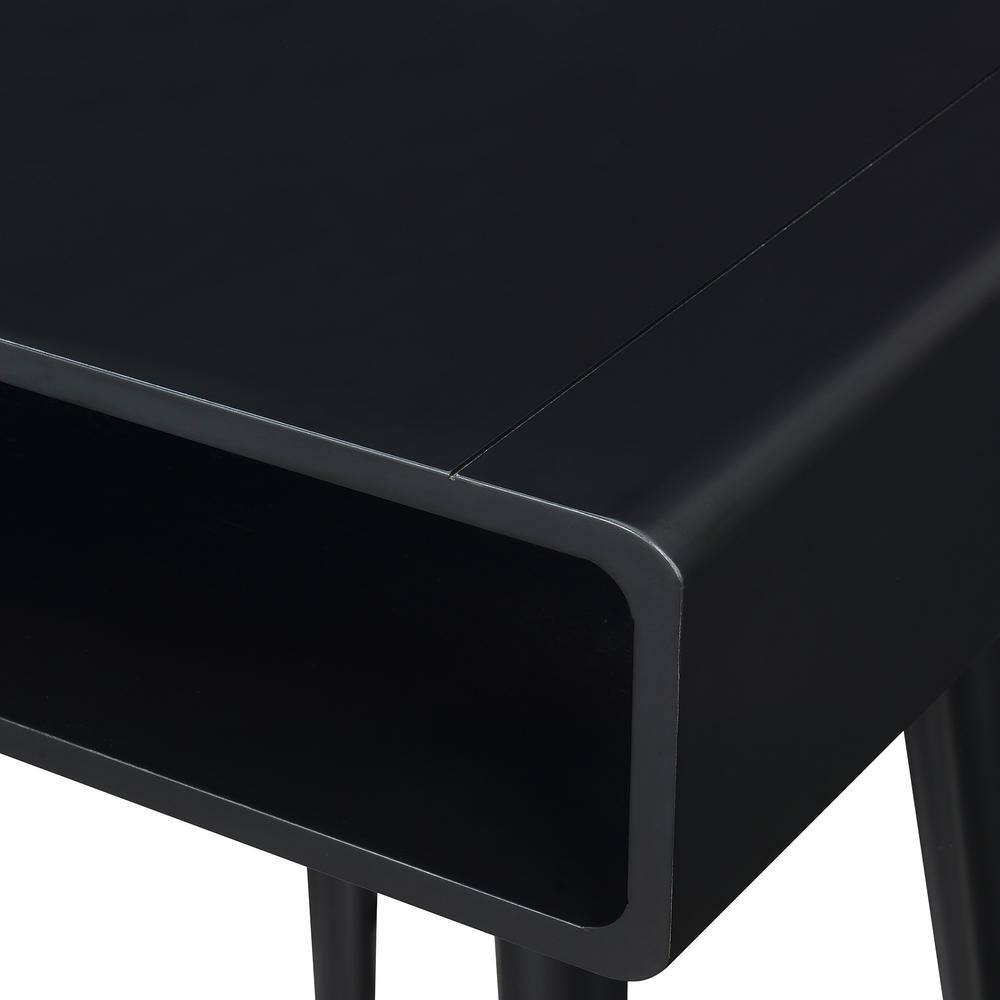 Black Birch Veneer Wood End Table with Shelf