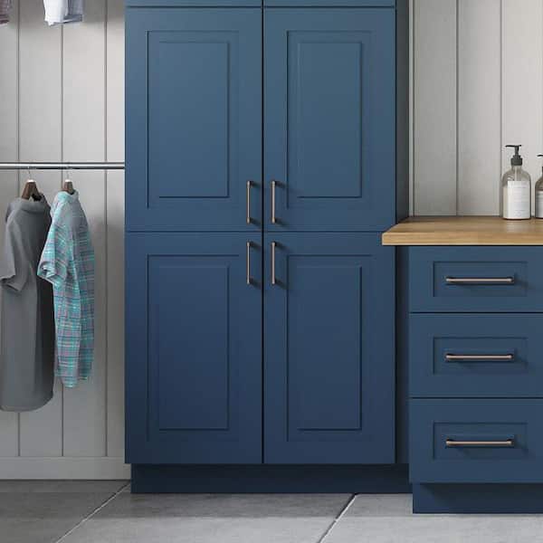 Greenwich Valencia Blue 64.5 in. H x 18 in. W x 12 in. D Plywood Laundry Room Wall Cabinet Tower and Rod with 2 Shelves
