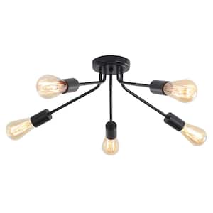 22.63 in. 5-Light Sputnik Semi- Flush Mount with No Bulbs Included