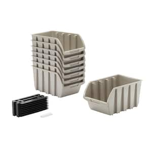 4 lbs. Medium Storage Bin with Wall Mount Rails in Gray (8-Pack)