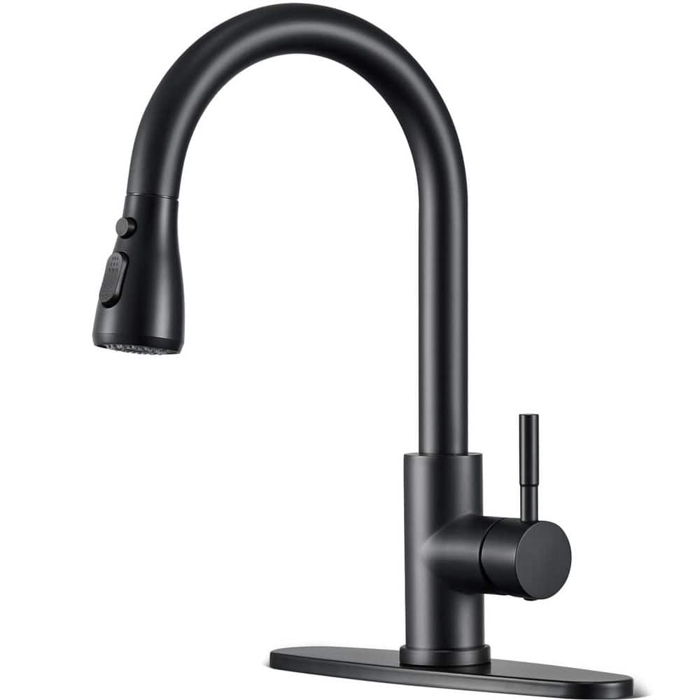 Grarcy Matte Black 3-Mode Single Handle 17 in. Pull Down Sprayer Kitchen Faucet with 360° Spout Swivel price history on PriceWatchPro