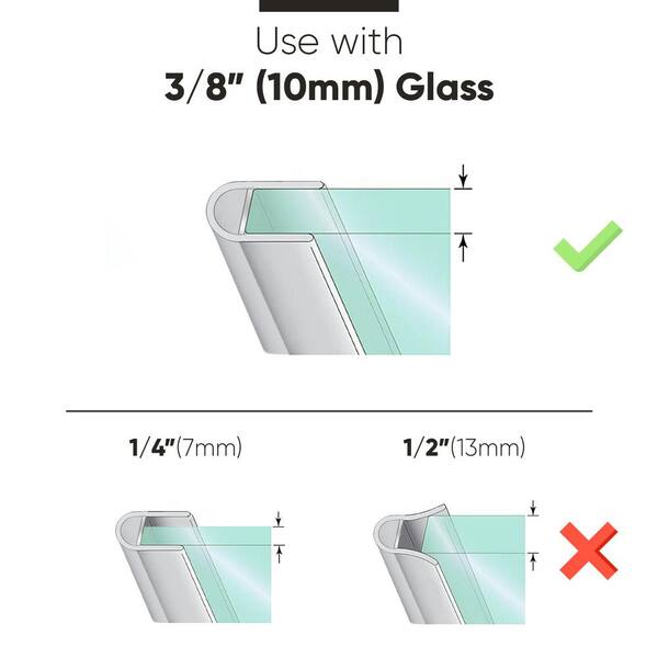 Shower Glass Door Seal Strip, 2 Pack 78 Inch Long Shower Door Side Bottom Seal Strip For 5/16