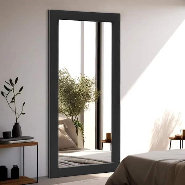 Unbranded 30 in. W x 65 in. H Classic Black Rectangular Wood Frame Bathroom Vanity Wall Mirror / Full Body Mirror