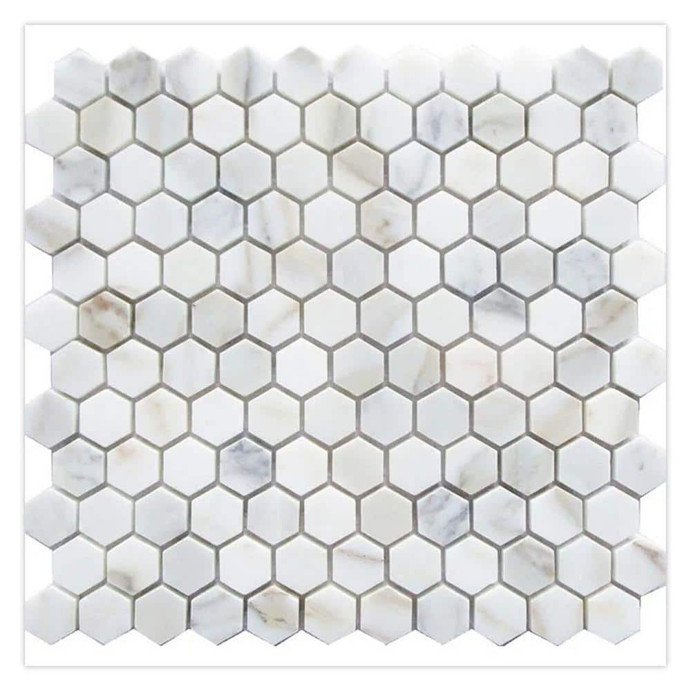 Serena 4 in. x 5 in. Honed White Gray Marble Mosaic Hexagon Wall and Floor Tile Sample price history on PriceWatchPro